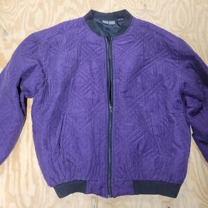 Robert Stock Purple Quilted Bomber Jacket